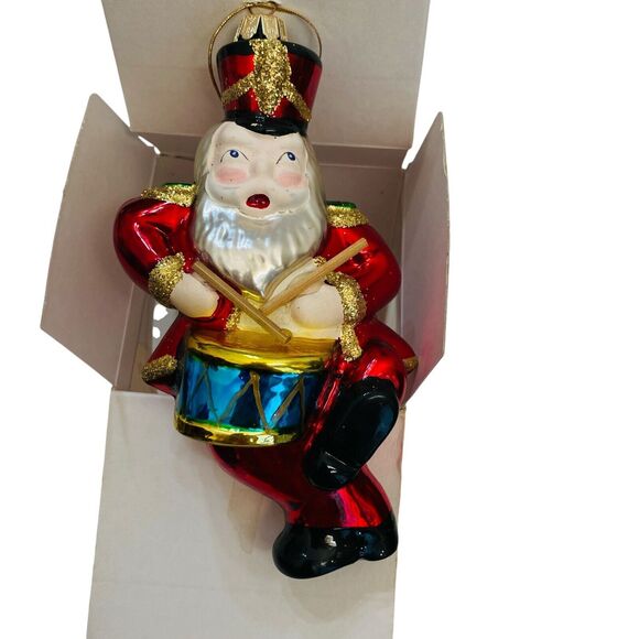 Best Other - Vtg Santa Claus Drummer Band European Style Hand Blown Glass Christmas Ornament
